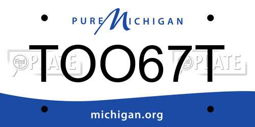 TOO67T Michigan License Plate
