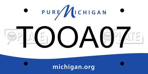 TOOA07 Michigan License Plate