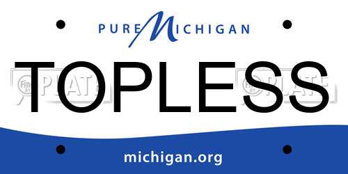 TOPLESS Michigan License Plate
