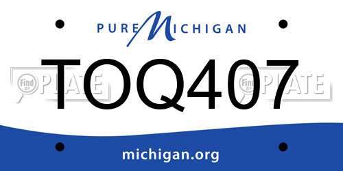 TOQ407 Michigan License Plate