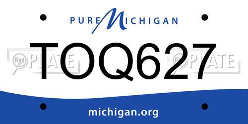 TOQ627 Michigan License Plate