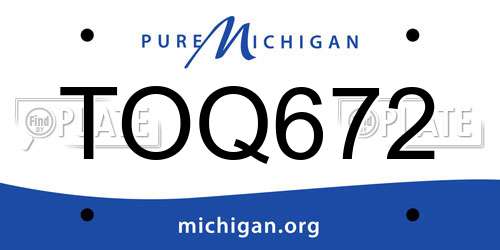 TOQ672 Michigan License Plate