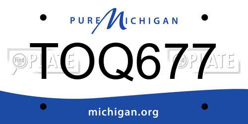 TOQ677 Michigan License Plate