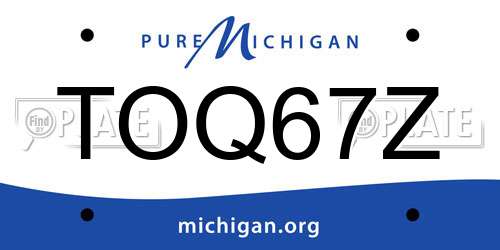 TOQ67Z Michigan License Plate