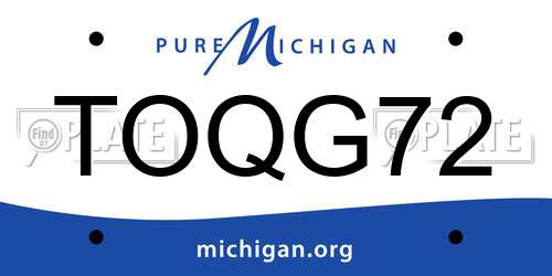 TOQG72 Michigan License Plate
