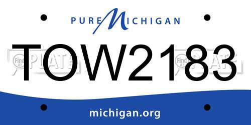 TOW2183 Michigan License Plate