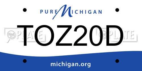 TOZ20D Michigan License Plate