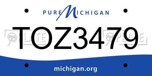 TOZ3479 Michigan License Plate
