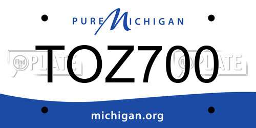 TOZ700 Michigan License Plate
