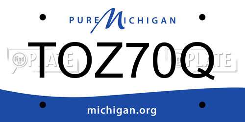 TOZ70Q Michigan License Plate