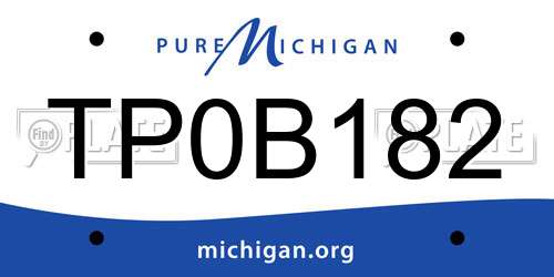 TP0B182 Michigan License Plate