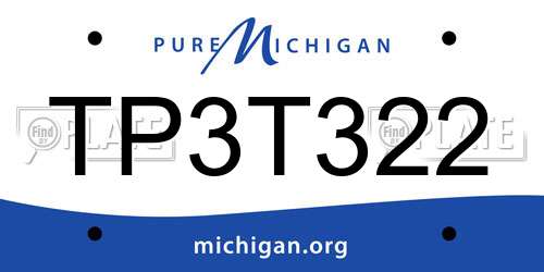 TP3T322 Michigan License Plate