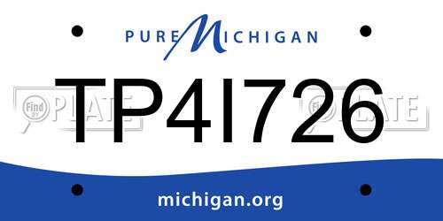 TP4I726 Michigan License Plate