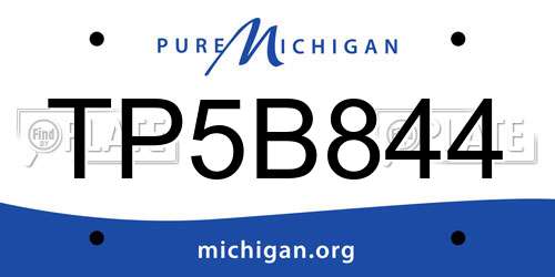 TP5B844 Michigan License Plate