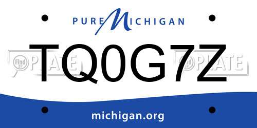 TQ0G7Z Michigan License Plate