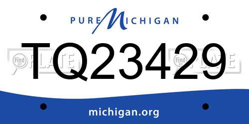 TQ23429 Michigan License Plate