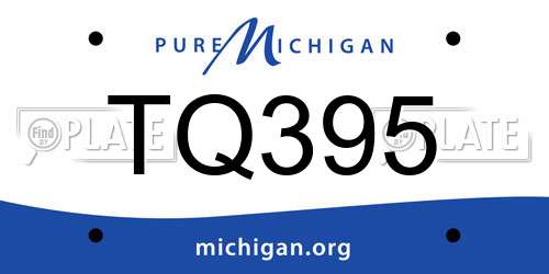 TQ395 Michigan License Plate