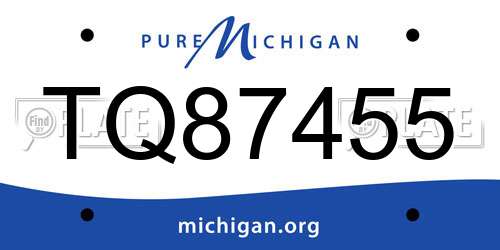 TQ87455 Michigan License Plate
