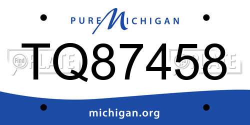 TQ87458 Michigan License Plate