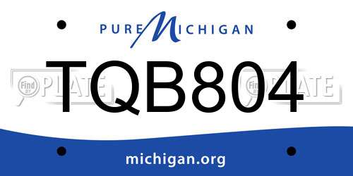 TQB804 Michigan License Plate