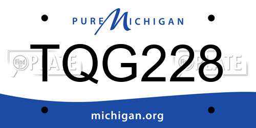 TQG228 Michigan License Plate