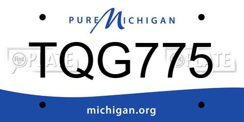 TQG775 Michigan License Plate
