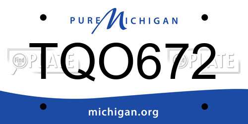 TQO672 Michigan License Plate