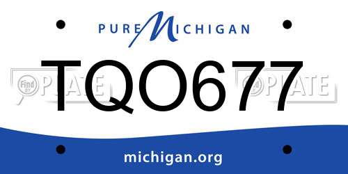 TQO677 Michigan License Plate