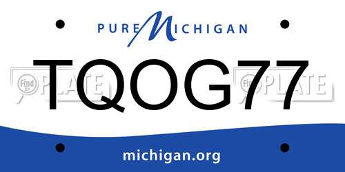TQOG77 Michigan License Plate