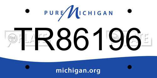TR86196 Michigan License Plate