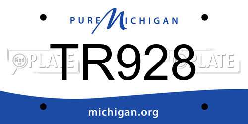 TR928 Michigan License Plate