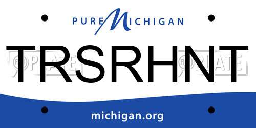 TRSRHNT Michigan License Plate