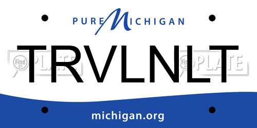 TRVLNLT Michigan License Plate