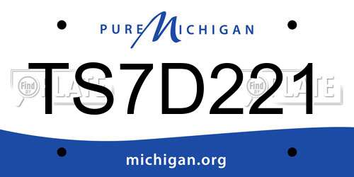 TS7D221 Michigan License Plate
