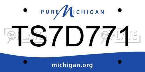 TS7D771 Michigan License Plate
