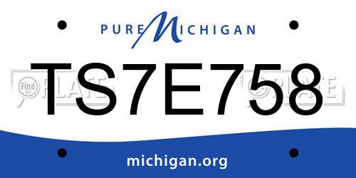 TS7E758 Michigan License Plate