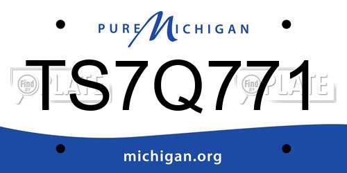 TS7Q771 Michigan License Plate