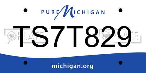 TS7T829 Michigan License Plate