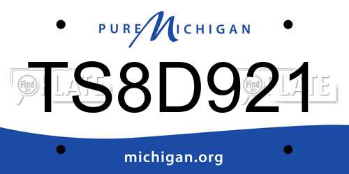 TS8D921 Michigan License Plate