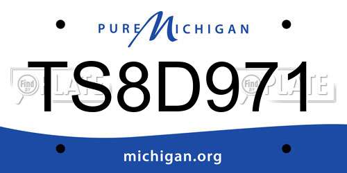 TS8D971 Michigan License Plate