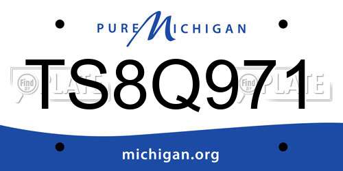 TS8Q971 Michigan License Plate