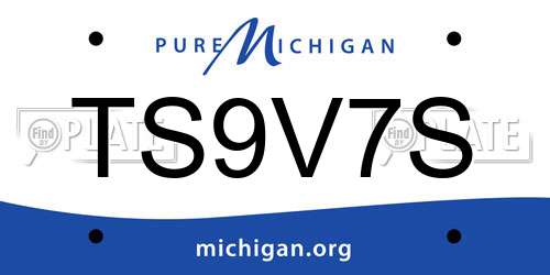 TS9V7S Michigan License Plate
