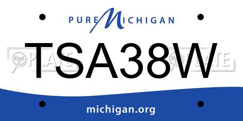 TSA38W Michigan License Plate