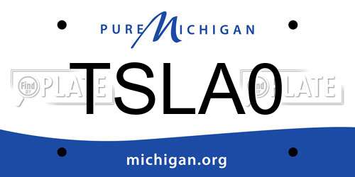 TSLA0 Michigan License Plate