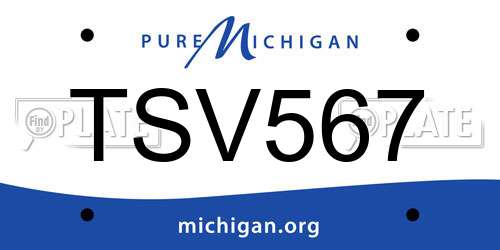TSV567 Michigan License Plate