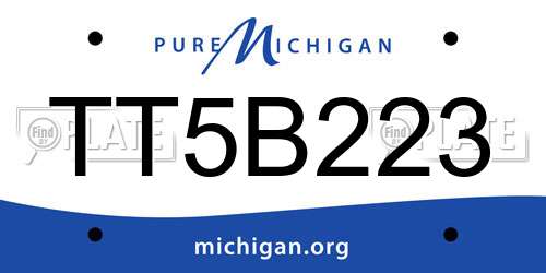 TT5B223 Michigan License Plate