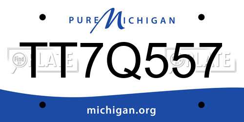 TT7Q557 Michigan License Plate