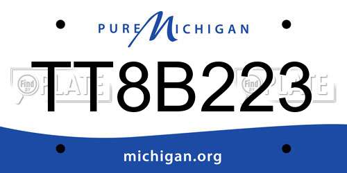 TT8B223 Michigan License Plate