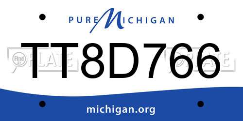 TT8D766 Michigan License Plate