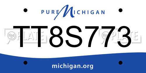 TT8S773 Michigan License Plate